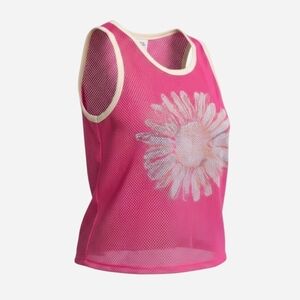 Weavers Pink Mesh Daisy Tank Top – Size XS
